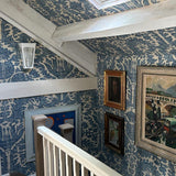 Pomegranate Grand Grasscloth Original Blue Wallpaper Sample