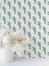 Coral Dash Emerald Green Wallpaper Sample