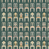 Having a Seat Teal Green Wallpaper Sample