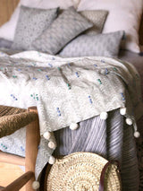 Jiva Ash Grey Embroidered Fabric Sample