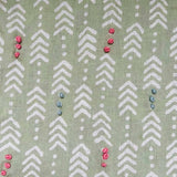 Jiva Moss Green Embroidered Fabric Sample