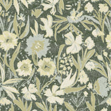 Martha Deep Green Wallpaper Sample