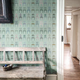 Having a Seat Pale Green Wallpaper Sample