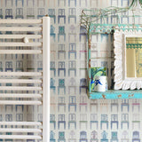 Having a Seat Pale Blue Wallpaper Sample