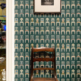 Having a Seat Teal Green Wallpaper Sample