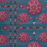 Paris Suzani Azure Blue Grasscloth Wallpaper Sample