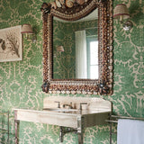 Pomegranate Grand Grasscloth Granada Green Wallpaper Sample