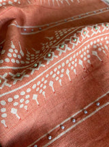 Bela Stripe Coral Embroidered Fabric Sample