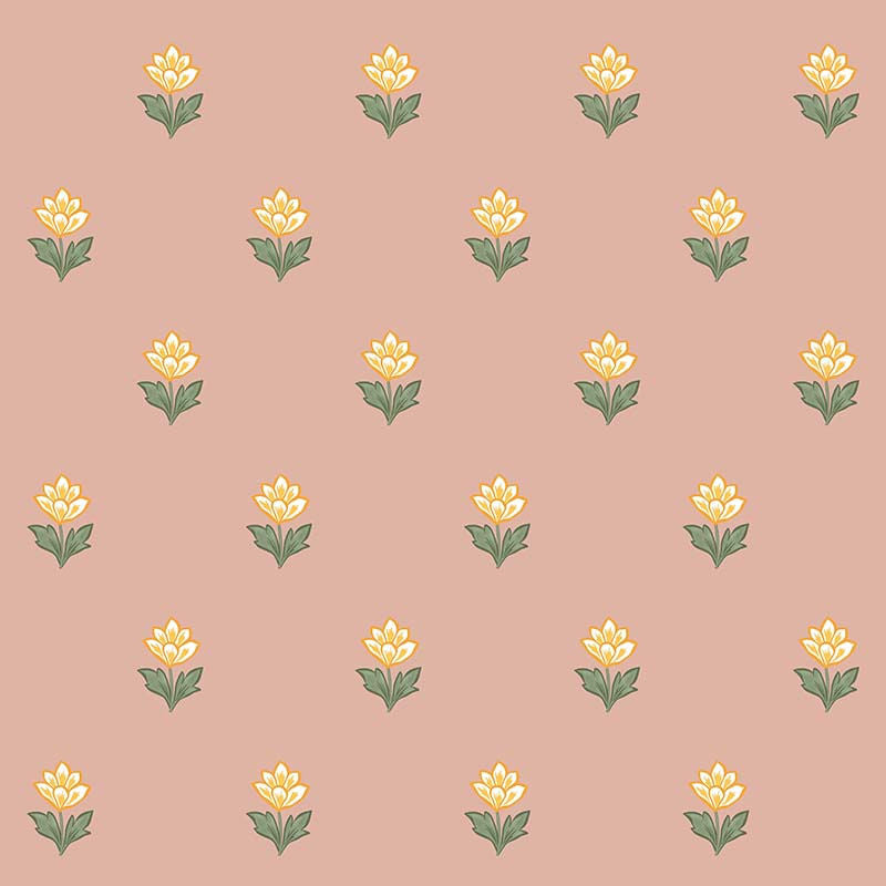 Indian Tulips Pink and Yellow Wallpaper