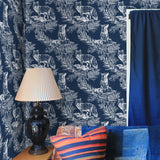 Fox in The Snow Storm Blue Wallpaper Sample