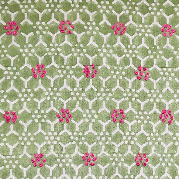 Kali Light Green Embroidered Fabric Sample