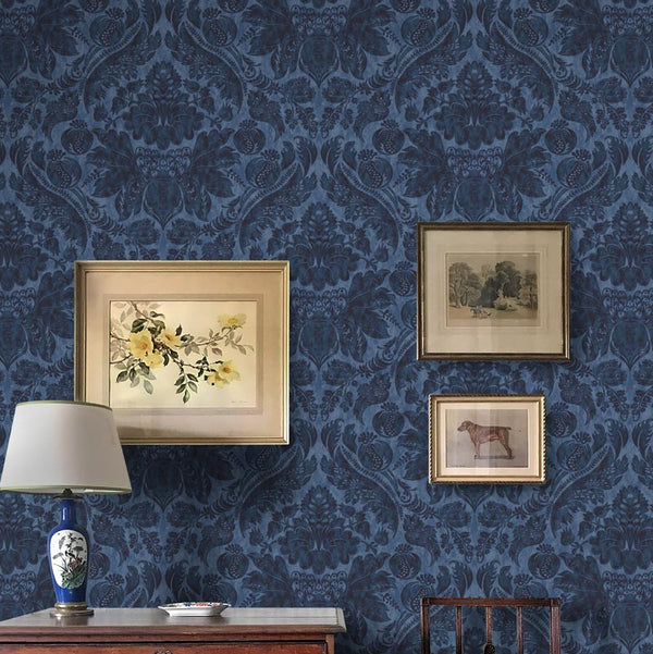 Damaskus Parchment  Lapis Wallpaper Sample