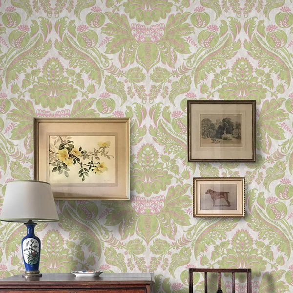 Damaskus Grasscloth Pistachio 2 Wallpaper Sample