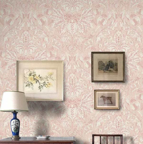 Damaskus Grasscloth Rose Wallpaper Sample