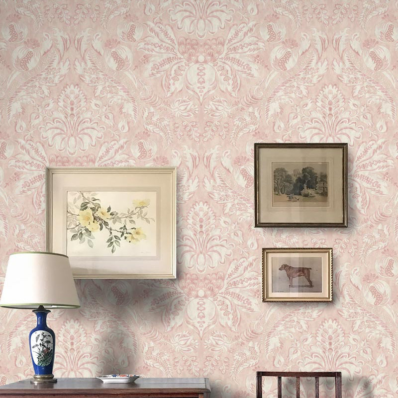 Damaskus Grasscloth Rose Wallpaper Sample
