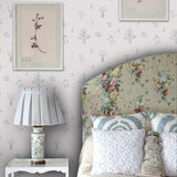 Queen Anne Squiggle Blue Wallpaper Sample