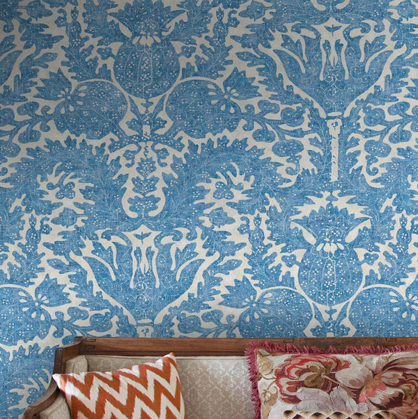 Pomegranate Grand Parchment  Byzantine Blue Wallpaper Sample