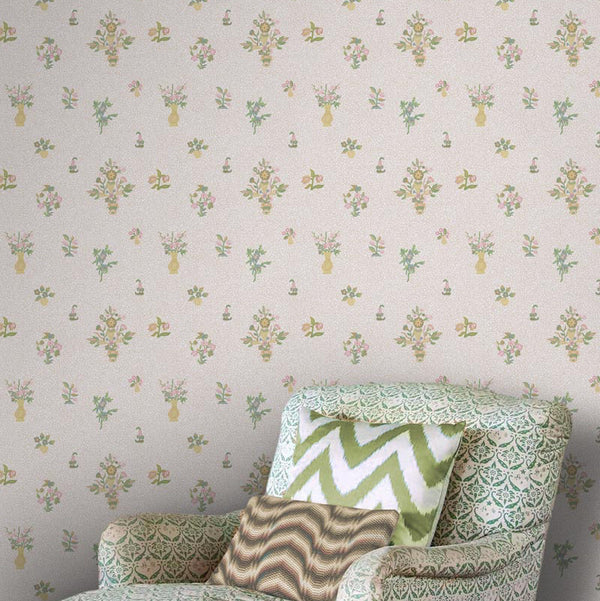 Queen Anne Squiggle Rose Wallpaper Sample