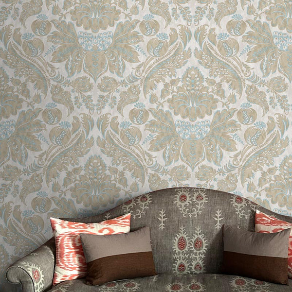 Damaskus Stone Blue Wallpaper Sample