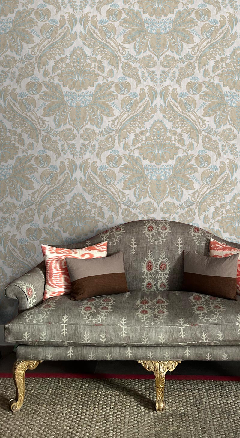 Damaskus Stone Blue Wallpaper Sample