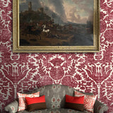 Pomegranate Grand Grasscloth Red Wallpaper Sample