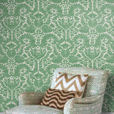 Pomegranate Standard Grasscloth Granada Green Wallpaper Sample