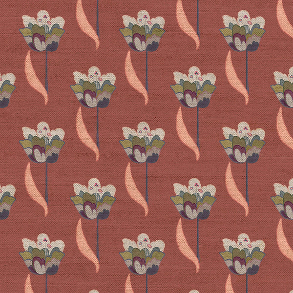 Tulips Navy Pink Fabric Sample