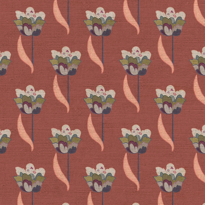 Tulips Navy Pink Fabric Sample