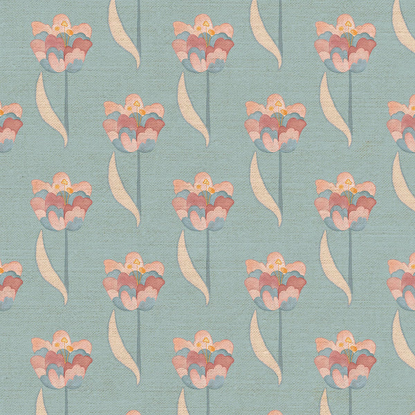 Tulips Sea Dreamy Blue Fabric Sample