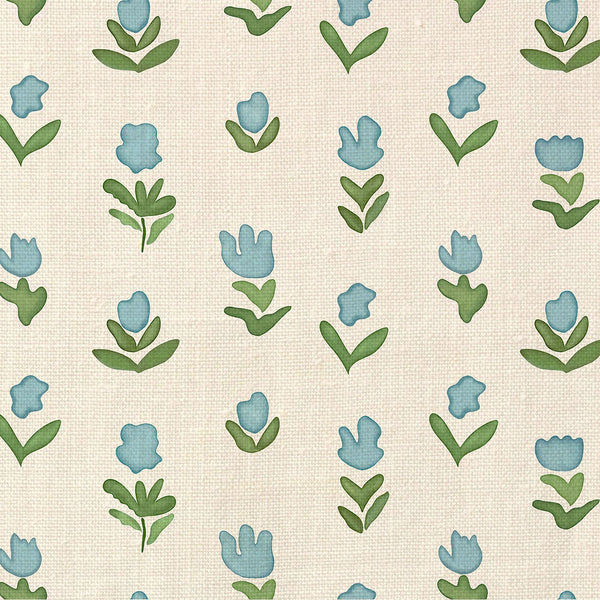 Little Wild Tulips Light Blue Fabric Sample
