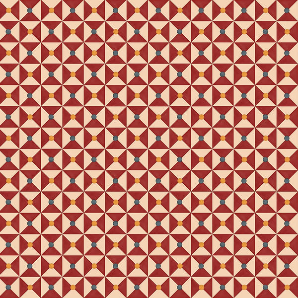 Broken Dishes Traditional Red Wallpaper Sample