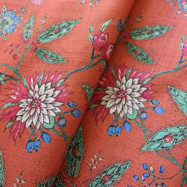 Amilita Floral Burnt Orange Fabric Sample