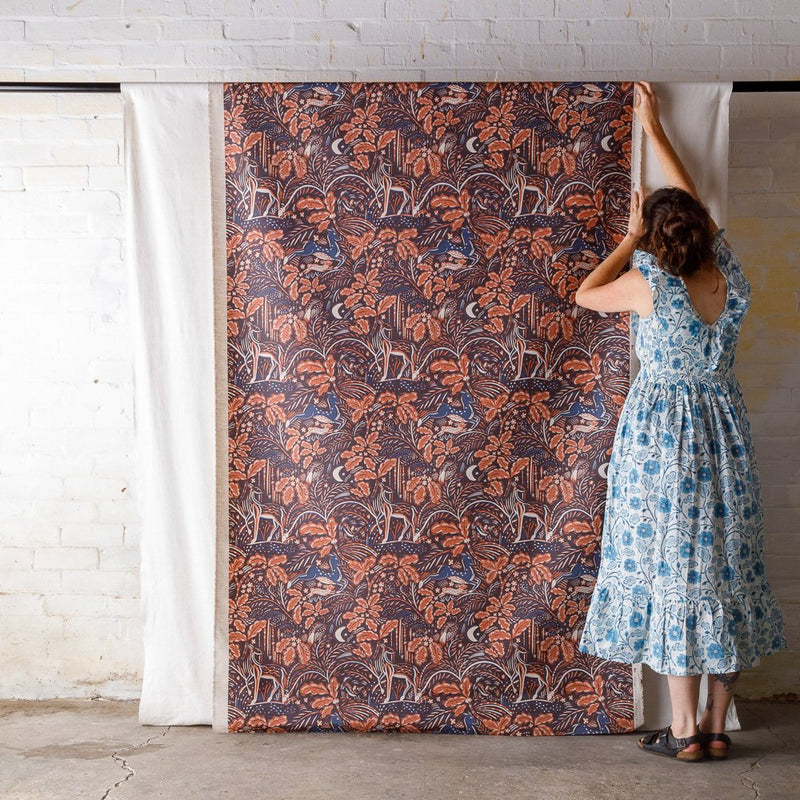 Staffordshire Deep Navy and Rust Fabric Sample