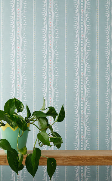 Bela Stripe Teal Wallpaper Sample