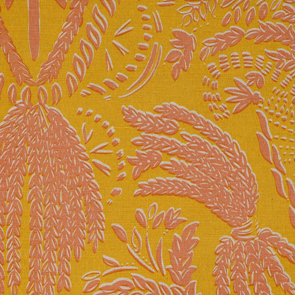 Suffolk Corn Straw Yellow and Coral Fabric Sample