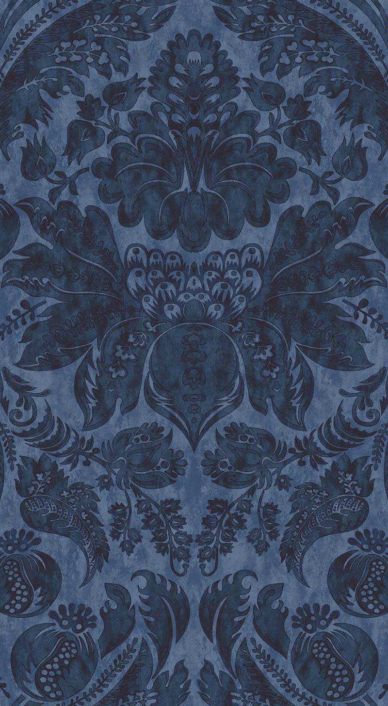 Damaskus Parchment Uncoated Lapis Wallpaper Sample
