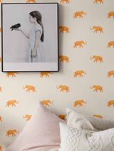 Eli Orange on Cream Wallpaper Sample