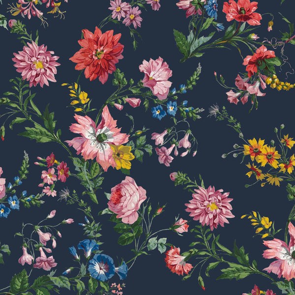 Flower Power Floral Charcoal Wallpaper Sample
