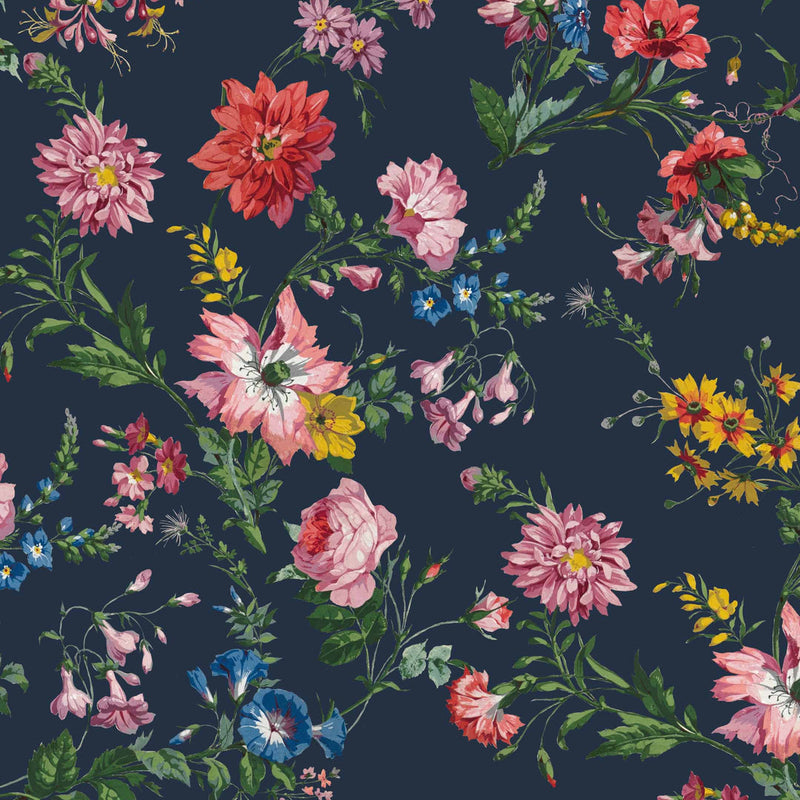 Flower Power Floral Charcoal Wallpaper Sample