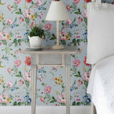 Flower Power Floral Pale Blue Wallpaper Sample