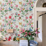 Flower Power Floral White Wallpaper Sample