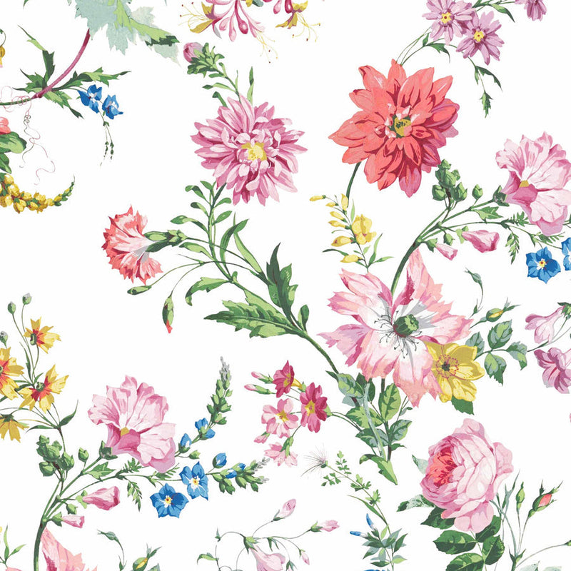 Flower Power Floral White Wallpaper Sample