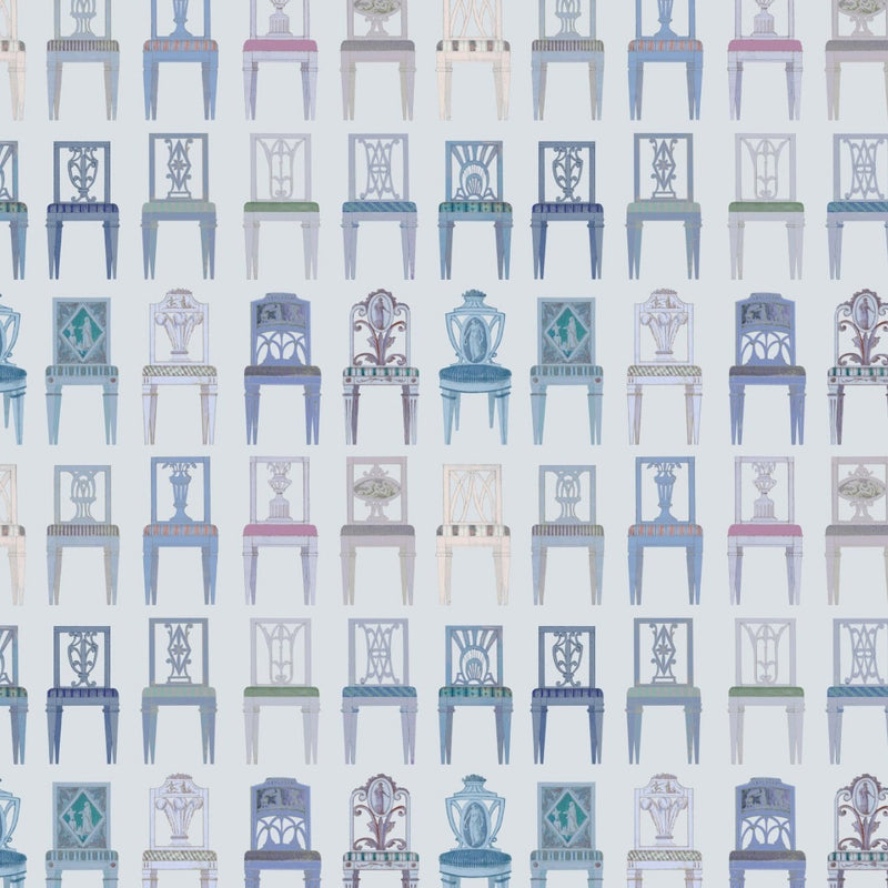 Having a Seat Pale Blue Wallpaper