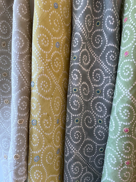 Anushka Blue Grey Embroidered Fabric Sample