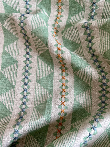 Una Pastel Green Embroidered Fabric Sample