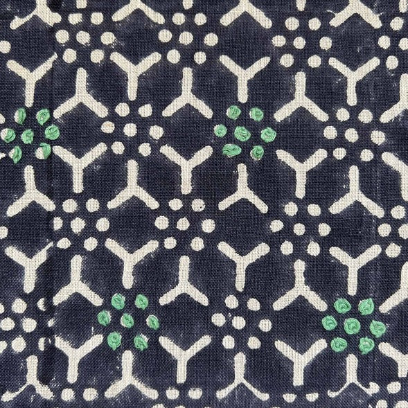 Kali Deep Blue Embroidered Fabric Sample