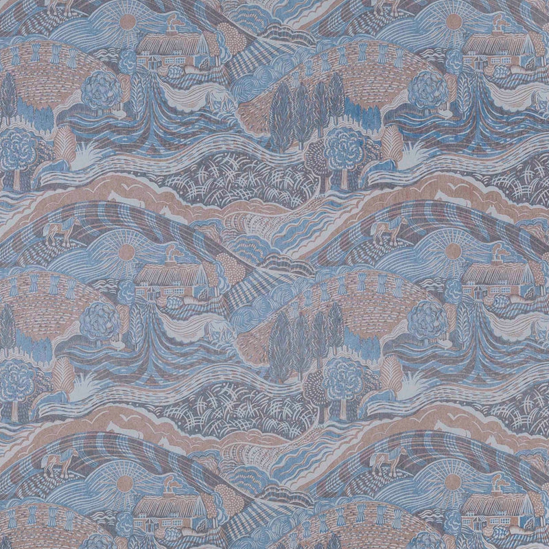 The Plough Field Blue and Dawn Grey Wallpaper