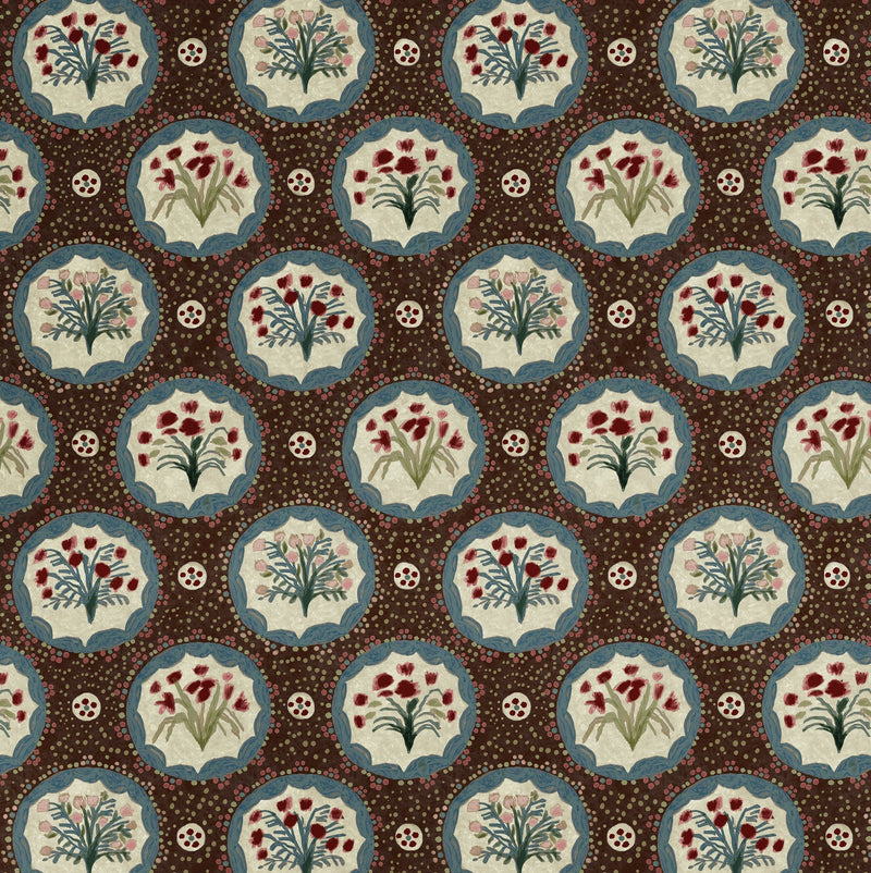 Monica English Brown Wallpaper Sample