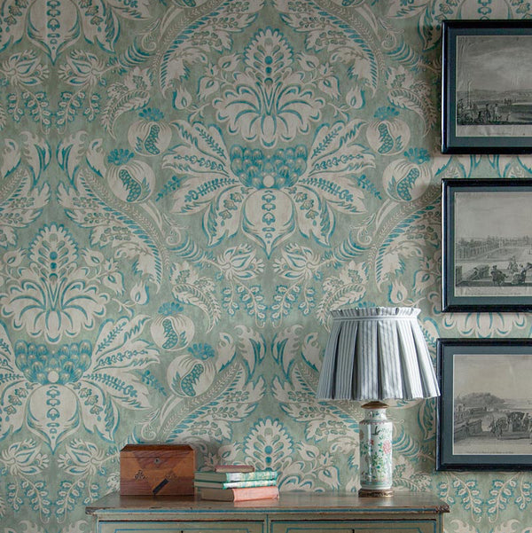 Damaskus Grasscloth Steel Wallpaper Sample