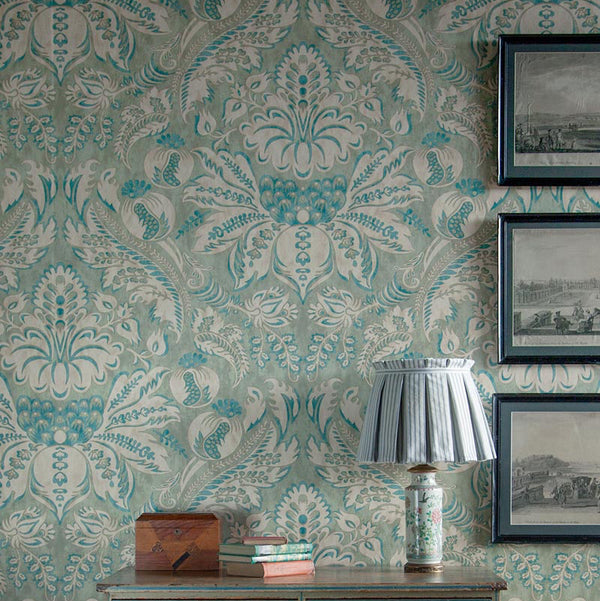 Damaskus Parchment Steel Wallpaper Sample